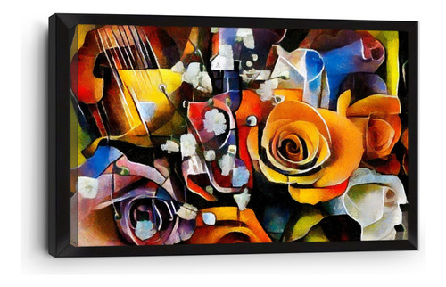 Cuadro Canvas Marco Inglés Hermosas Flores De 80x120cm