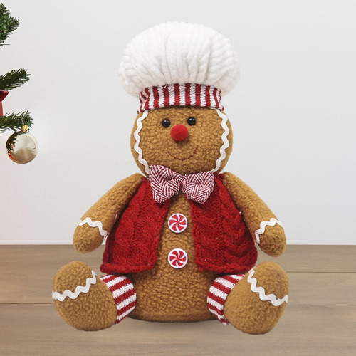 Muñeca Navideña De Pan De Jengibre, Muñeca Sentada Navideña