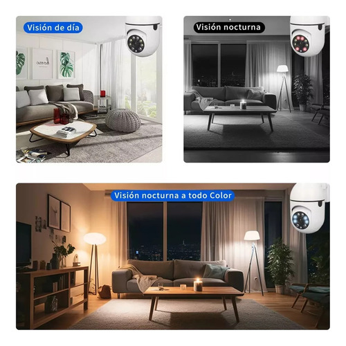 Cámara De Seguridad Ourlife Wifi Inalámbrica 2.4g/5g Alarma HD 1080p Foco 360° Con Resolución 2MP Visión Nocturna Incluida Audio Bidireccional Color Blanco Con App