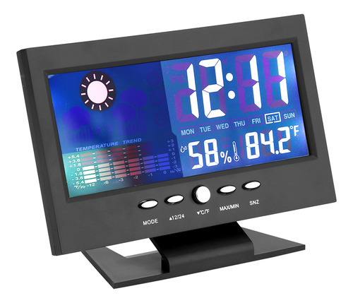 Medidor Digital De Temperatura Y Humedad, Reloj, Alarma, Con
