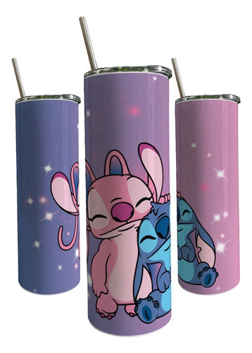 Termo Café Skinny Tumbler De Stitch Y Angel Amor