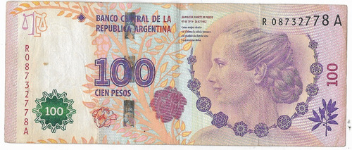 ! Billete 100 Pesos Conmemorativo Eva Peron Reposición 2012