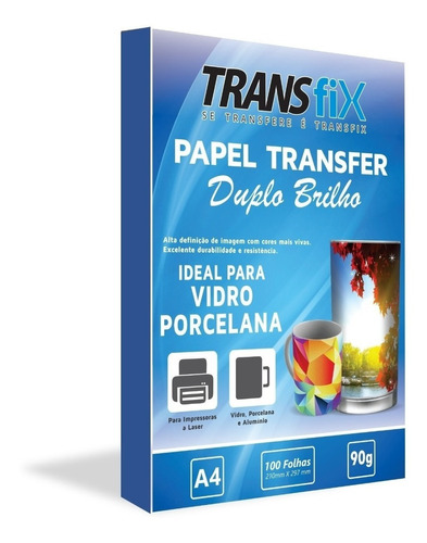 Papel Transfer Laser Duplo Brilho Vidro Porcelana Transfix