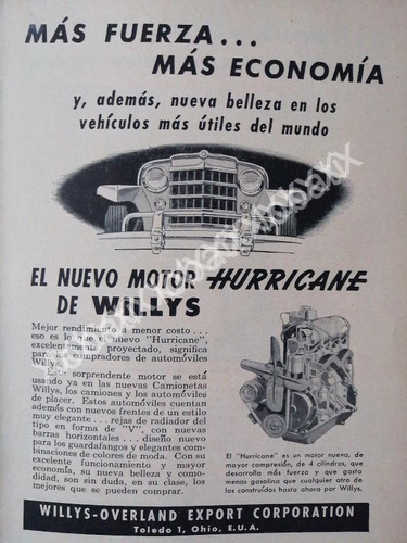 Cartel Retro Autos Willys Motor Hurricane 1950s 256