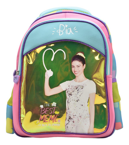Mochila Disney Bia The Best Meme Estampado Tornasol Primaria 0380 Atm Color Amarillo/azul