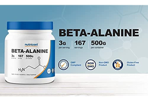 Nutricost Beta Alanina En Polvo 500 Gramos (1,1 Libras) - Be