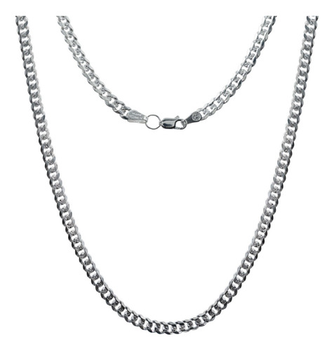 Cadena Cubana Diamantada Mujer Plata Italy 925 45 Cm X 4 Mm