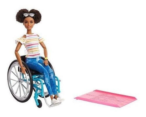 Boneca Barbie Fashionista 133 Negra Cadeirante Articulada