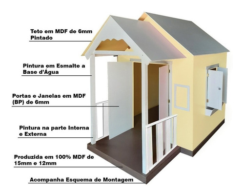 Casinha De Brinquedo Com Varanda Amarelo - Criança Feliz