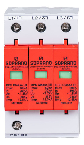 Dispositivo Proteção Surto Dps Tripolar 385vca 60ka Soprano