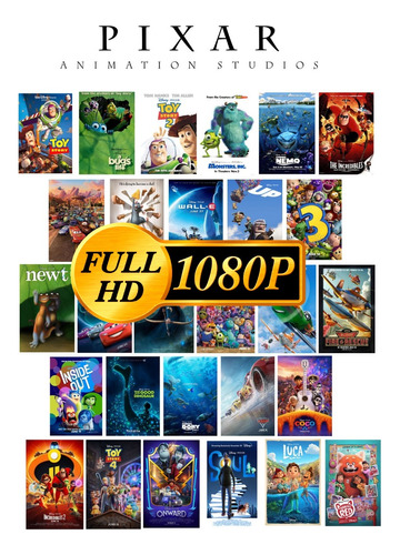 Coleccion Serie De Peliculas Pixar Disney Calidad Full Hd