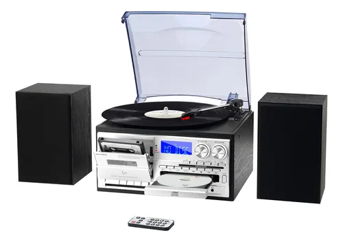 Tocadiscos 10 En 1 Con Altavoces Y Bluetooth Negro