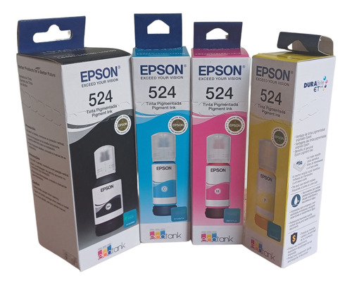 Pack Tintas Epson 524 Original L6490 L15150 L15160 Factura Negro Y Colores