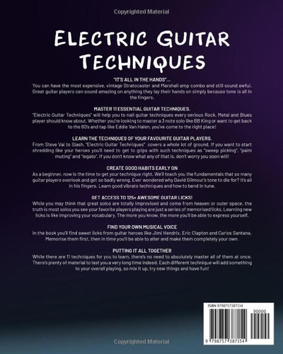 Electric Guitar Techniques: 11 Guitar Techniques Every Rock And Blues Guitarist Must Know, De Head, Guitar., Vol. 1. Editorial Independently Published, Tapa Pasta Blanda, Edición 1 En Inglés, 2021