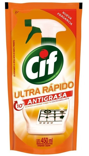 Cif Antigrasa Ultra Rápido Repuesto 450ml