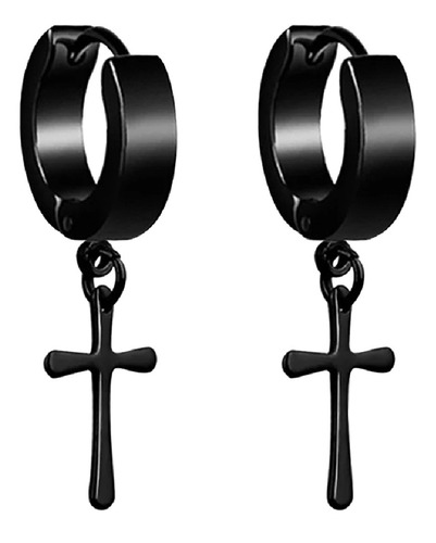 Aros Colgantes Cruz De Acero Inoxidable Set X 2 Unidades