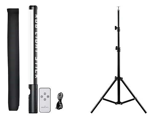 Bastão de LED RGB LC1 Rbg Light Stick com Tripé 2m Fotografia Col...