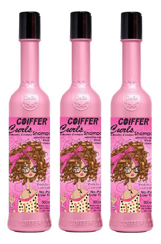 Kit 3 Shampoo Curls Coiffer 300ml Forca E Resistencia Do Fio