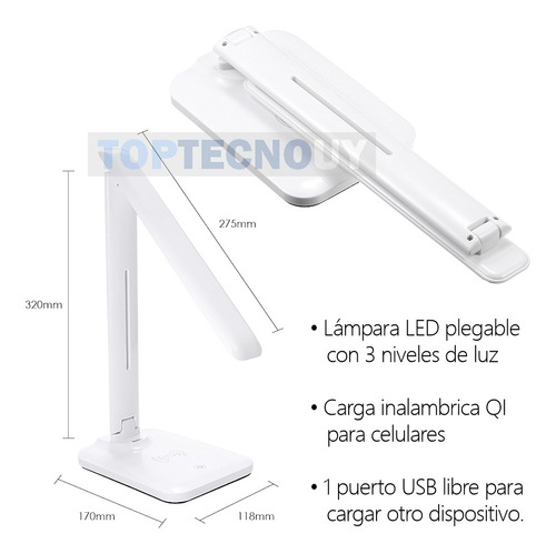 Lampara Led 3 Niveles Led Plegable Cargador Inalambrico Qi ®