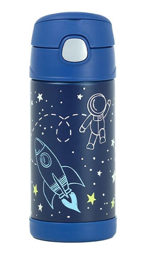 Garrafa Garrafinha Térmica Infantil Thermos 355ml Astronauta