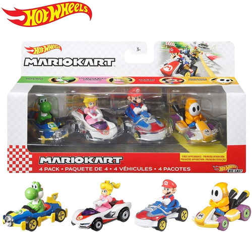Hot Wheels Mario Kart 4 Pack Orange Shy Guy Exclusivo