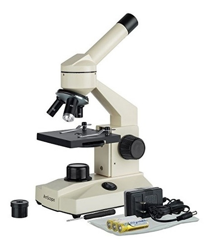 Microscopio Compuesto Metálico Con Luz Led Y Lente Óptico