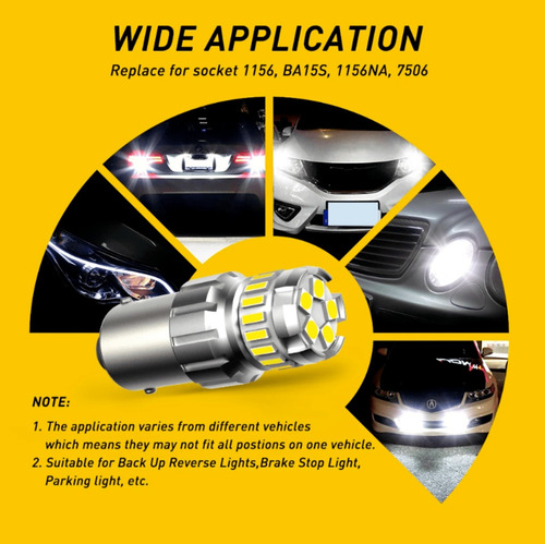 2 Focos Led 1156 Ba15s Auxito 6500k Luz Diurna Freno Trasera