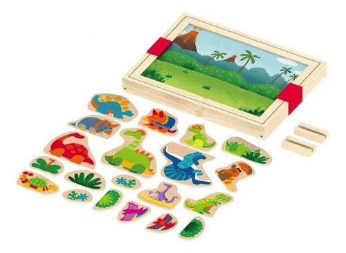 Imagen 2 de 5 de Pizarra Magnetica Caja Madera Animales Granja Acool Ac7216