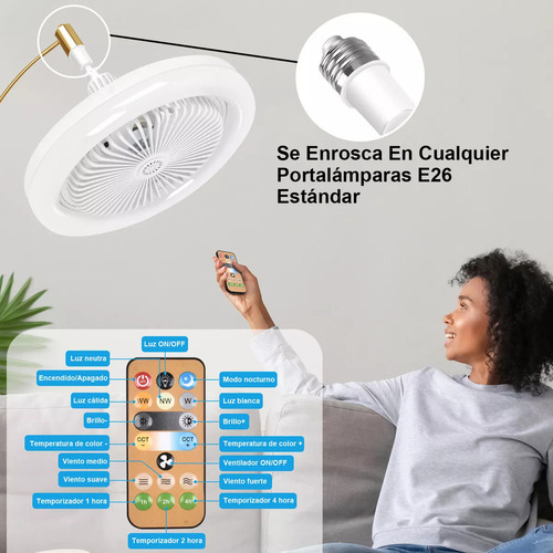 Moreka® Ventiladores Silencioso Control Remoto Led Lámpara