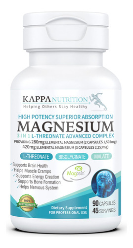 Supplement Kappa Nutrition Magnesium 3 In 1 L-threonate 90 C