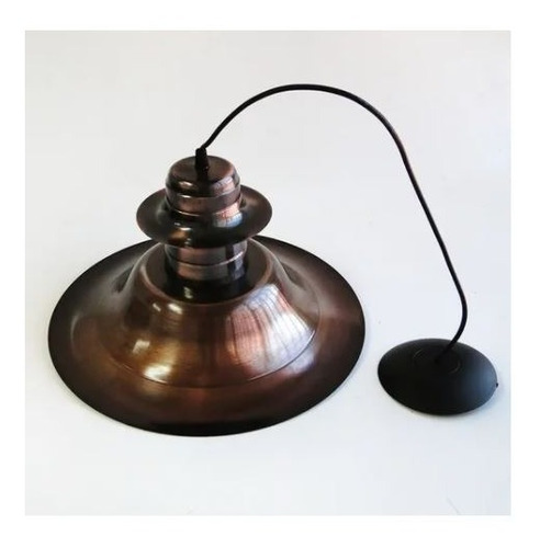 Imagen 2 de 5 de Lampara Colgante Chapa Cobreada Vintage Sombrero Ferrolux Color Cobre