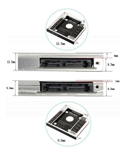 Imagen 5 de 10 de Adaptador Caddy Dvd Notebook A Disco Duro 2do Hdd Ssd 9.5mm
