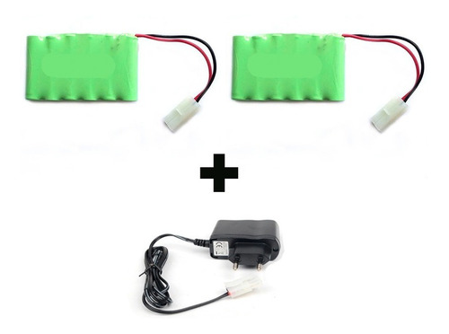 2 Baterias 7,2v 2700mah Aa Ni-mh + 1 Carregador 7,2v 800mah 