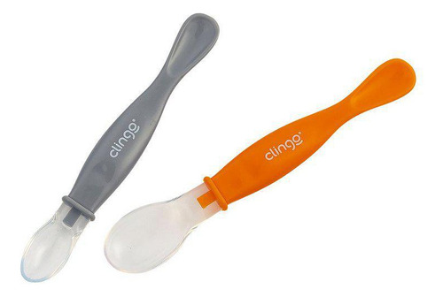 Colher Silicone Ponta Dupla Colors Laranja 2 Un - Clingo