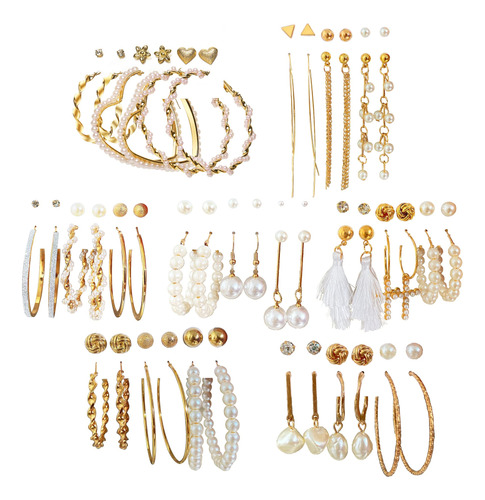 42 Parejas Pendientes De Perlas De Oro Set B0b4fxglp9_140324