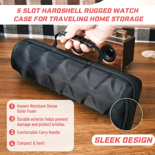 Funda De Viaje Rigicase Con 5 Ranuras Para Relojes De Hombre