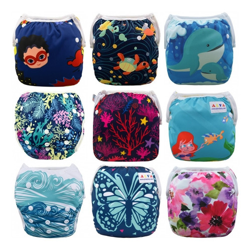 Pañal Piscina Estampado Lavable Ecológico Alva Baby Pack 5