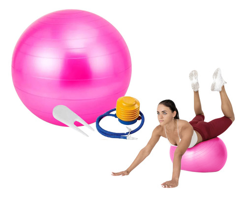 Pelota Yoga/pilates De 65 Cm Diametro Color Rosa