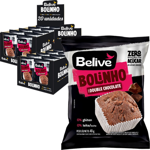 Bolinho Belive Double Chocolate Zero 40g (20 Unidades)