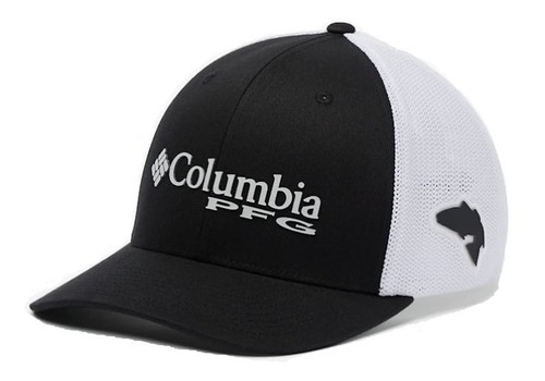 Gorra Columbia Pfg Tubular Flexfit Blue & White Fish Day