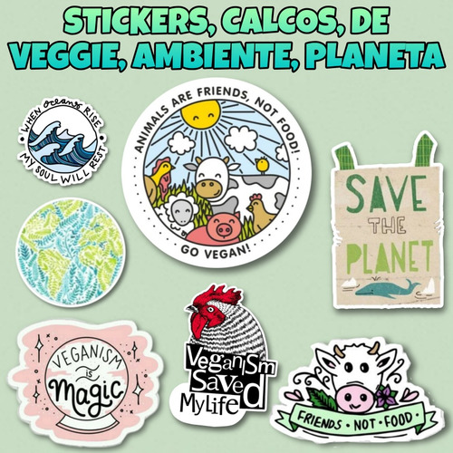 Stickers, Calcomanias, Vinilos, De Eco Veggie Ambiente X20