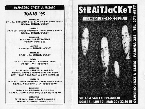 Programa Straitjacket - Junio 1995 - Oliverio Jazz & Blues