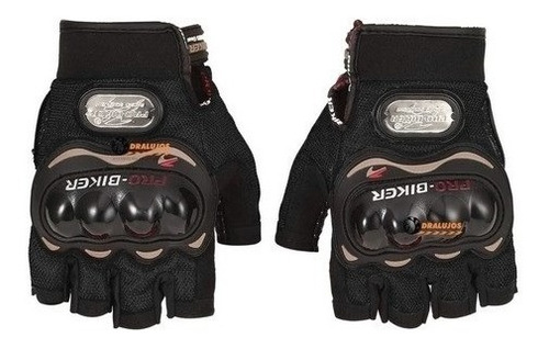 Guantes Moto Pro Biker Medio Dedo Protección Nudillos Palma