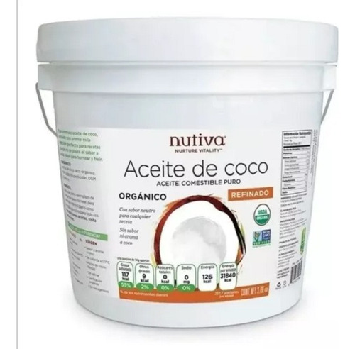 Aceite De Coco Orgánico Refinado Nutiva 3.79 L