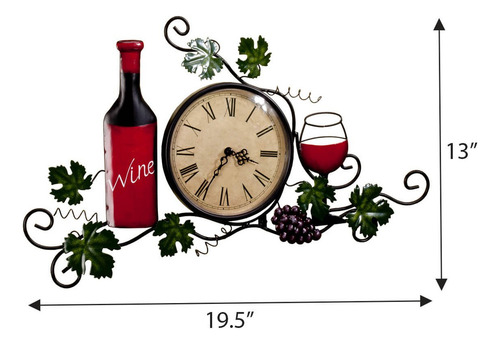 Fox Valley Traders Reloj De Pared De Vino, Número Romano, Esfera De Reloj De 6 ¼ De Diámetro, Decoración De Pared, Verde, Talla Única