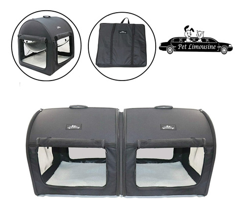 Pet Limousine Suave Perro Gato Caja Portatil 2 En 1 Doble V