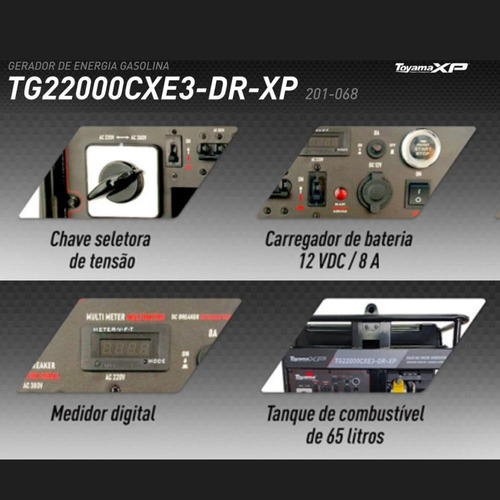 Gerador À Gasolina 23,75 Kva Partida Elétrica Com Avr Toyama