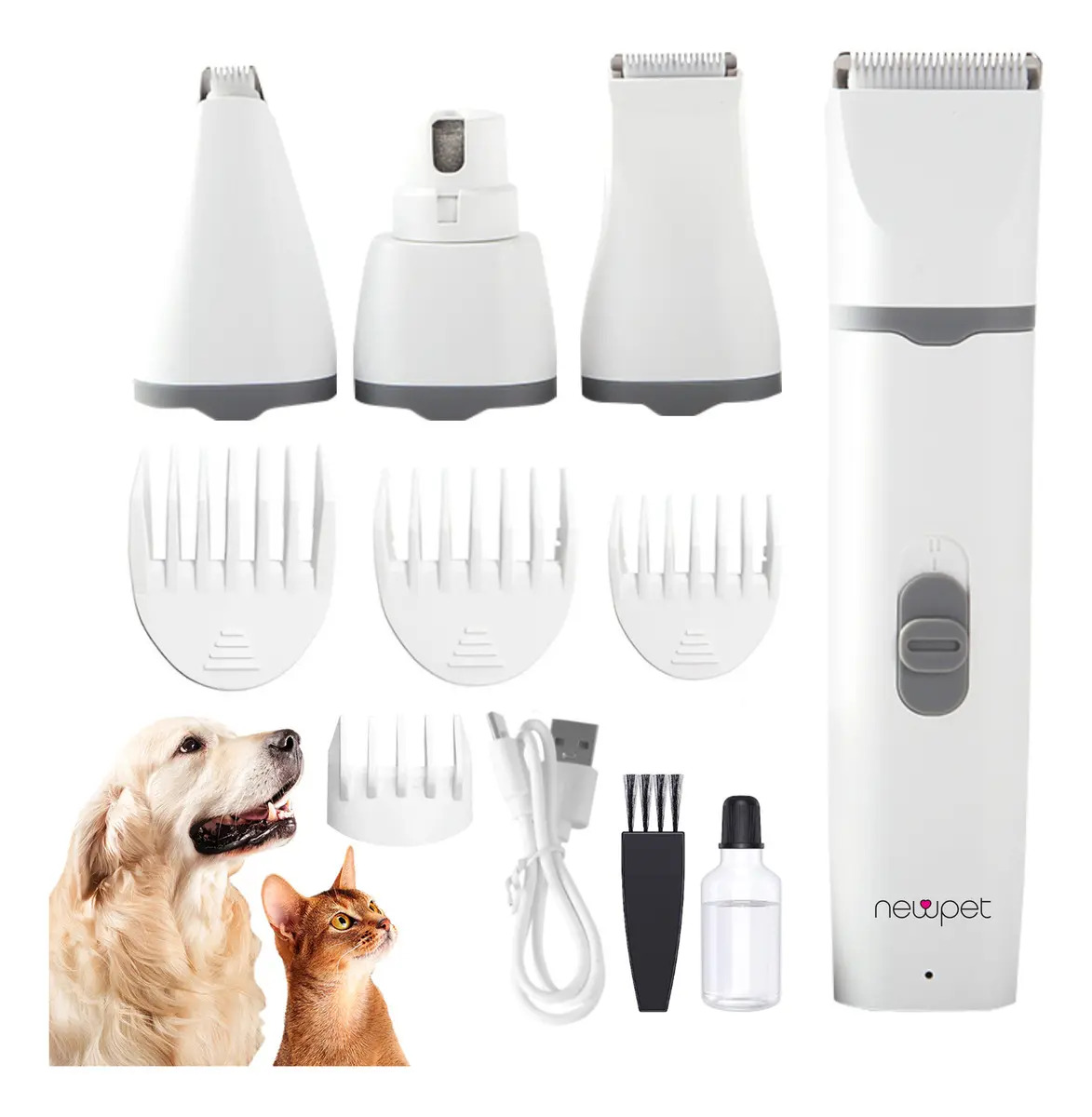 Tosquiadeira Sem Fio New Pet NP4IN1 Gatos Cães 4 Pentes