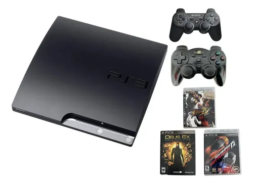 PlayStation3 - SONY PlayStation3 本体 Playstation 3 Slim 256gb Sony Ps3 +2 Controles +3jogosfisico