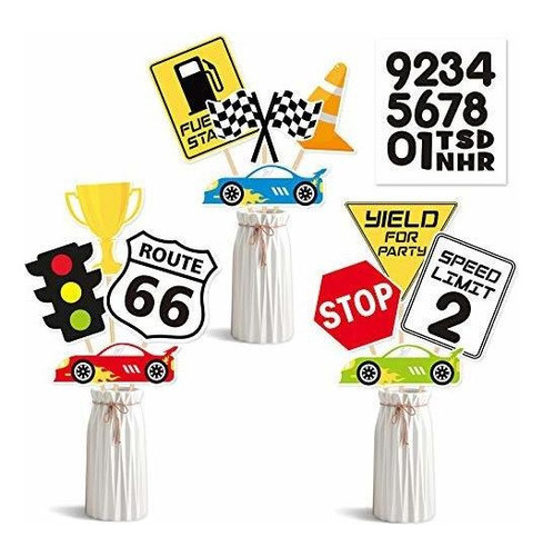 Diademas  Race Car Centerpieces Sticks Racing Table Toppers 